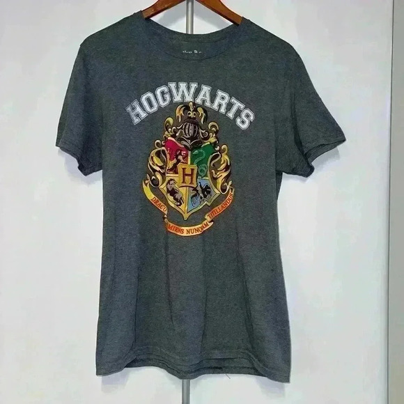 Harry Potter Men's T-Shirt Hogwarts Grey Size Medium - Picture 1 of 8